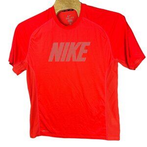 Nike Dri-Fit Shirt Men XL Mesh Performance Red Short Sleeve Running